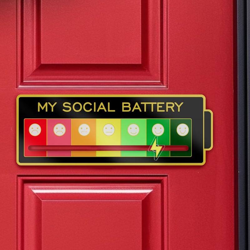LRITER Acrylic Mood Door Sign for Creative Home Decor ，7 Emotion Expressions, Social Battery Door Sign，Decorative Wall Art for Home and Office. (Black) - Image 1
